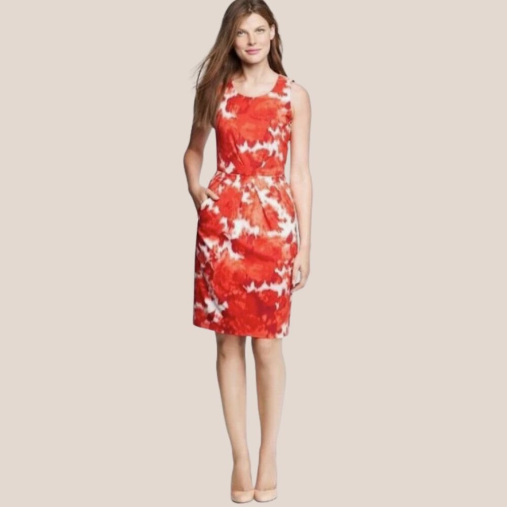 J. CREW Winsome Wool Sheath Dress Super 120's Blurry Red Rose Rouge Size 4